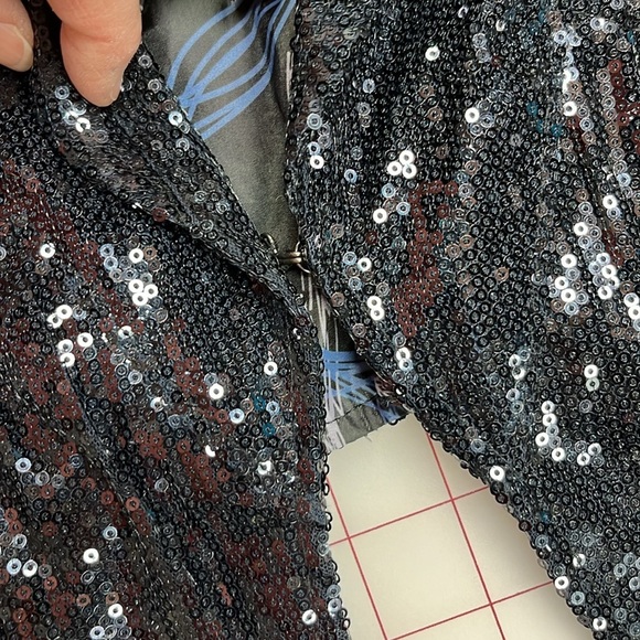 DESIGUAL "Happy Returns" Black Sequin Button Detail Fitted Party/NYE Vest SZ S - Picture 6 of 16